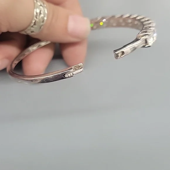 【HYERES LOR】25SS★ Silver Moissanite Accent Slim Bangle Serenty 2mm D Color Moissanite Bangle For Women Man 100